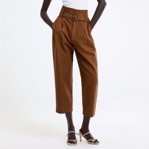 ZARA Contemporary Paper Bag  Structure Wide Leg Pants